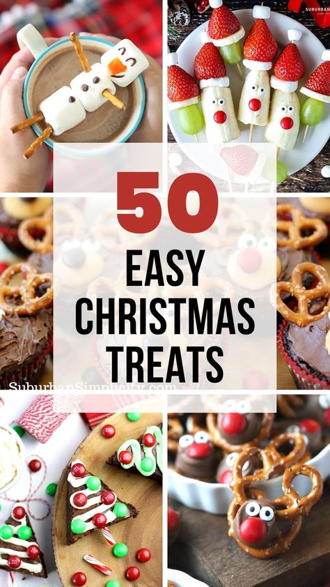 Easy Christmas Treats to brighten and sweeten your holidays! These cute Christmas desserts are perfect for parties and playdates and are simple enough for the kids to help make them. These recipes also make heartfelt homemade gifts. Christmas Dessert Crafts For Kids, Easy Healthy Christmas Treats, Holiday Treats For Kids, Kids Christmas Treats, Cute Christmas Desserts, Christmas Treats To Make, Xmas Treats, Easy Christmas Treats, Christmas Candy Recipes