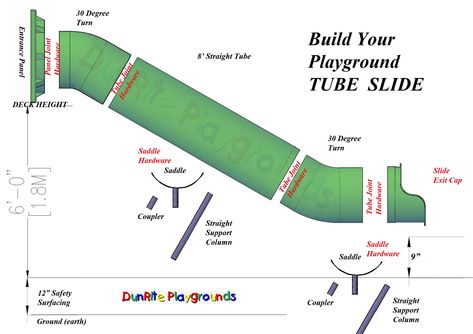 Build Your Own Playground Tubes Tube Slide Diy, Tube Slide Off Deck, Combine Playground, Diy Slide Playground, Diy Hill Slide, Diy Outdoor Slide, Homemade Slide, Hill Slide, Backyard Slide