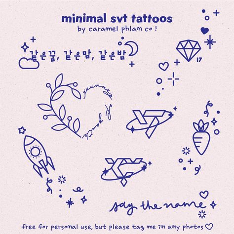 Subtle Kpop Tattoos Txt, Subtle Seventeen Tattoos, Seventeen Inspired Tattoos Kpop, Tattoo Ideas Seventeen Kpop, Seventeen Tatoos Kpop, Seventeen Carat Tattoo Ideas, Seventeen Cute Drawing, Seventeen Minimalist Tattoo, Seventeen Tattoo Ideas Lyrics