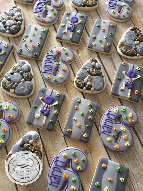 Rock Climbing Cake, Birthday Looks, Rock Climbing Party, Trampoline Party, Sixth Birthday, Birthday Cookie, Birthday Decorations Kids, Creative Birthday Gifts, 10th Birthday Parties