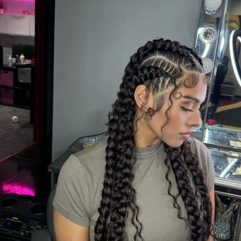 Braids For Indian Hair, Woman Braids Hairstyles, Two Braids With Curls, Single Braids Hairstyles, Butterfly Braids, Messy Braid, Butterfly Braid, Two Braid Hairstyles, Hair Color Underneath