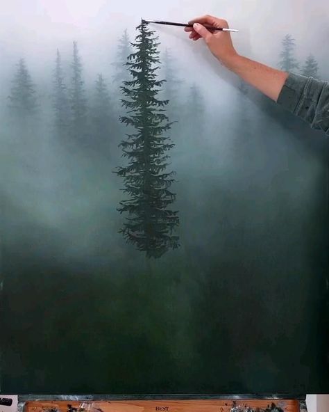 Tree Painting Canvas, Jesus Drawings, Sky Art Painting, Landscape Painting Tutorial, Watercolor Paintings Nature, Diy Watercolor Painting, Landscape Art Painting, Forest Painting, Nature Art Painting