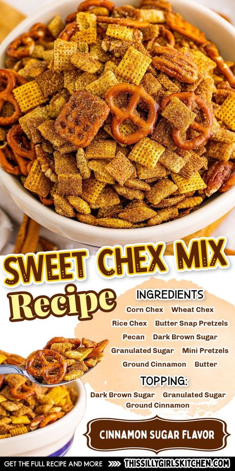 Sweet Chex Mix Recipe, Chex Mix Ingredients, Salty Chex Mix, Chex Mix Recipes Sweet, Sweet Chex Mix, Sweet Chex, Chex Mix Recipe, Sweet Glaze, Chex Mix Recipes