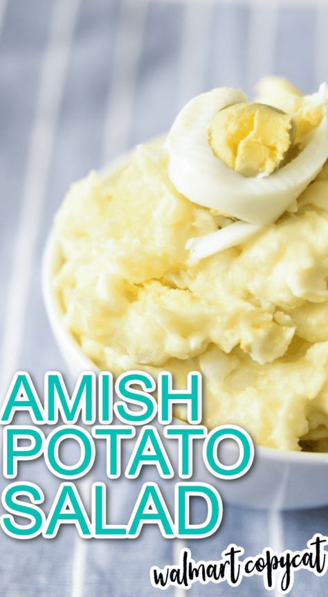 Amish potato salad is a delicious salad with slightly sweet, creamy, and tangy dressing. The perfect Amish potato salad recipe is made from boiled potatoes, eggs, celery, onions, and relish. The salad is super easy to make and is a perfect treat for every occasion, including summer picnics, BBQs, and more! This is a copycat version of the Walmart Amish potato salad. via @simplysidedishes89 Amish Potato Salad Recipe, Amish Potato Salad, Amish Potato Salads, Best Potato Salad Recipe, Homemade Potato Salads, Potato Salad Dressing, Potato Salad Recipe Easy, Potato Salad With Egg, Restaurant Copycat