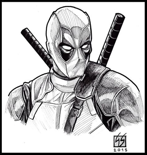 DEADPOOL - A Movie footage by GabRed-Hat on DeviantArt Deadpool Tattoo Black And White, Deadpool Drawing Sketches, Deadpool Black And White, Deadpool Portrait, Deadpool Drawings, Comic Portrait, Deadpool Tattoo, Deadpool Drawing, Deadpool Art