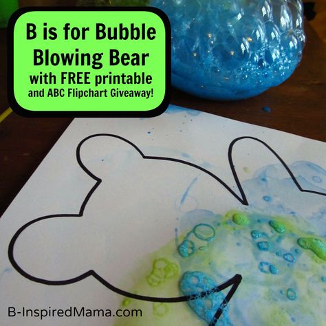 Bubble Blowing Bear Letter B Activity from See Hear Do at B-InspiredMama.com Action Alphabet, Preschool Letter B, Alphabet Review, Letter B Activities, Bear Activities, Abc Crafts, Blow Bubbles, Bubble Blowing, Activity For Preschool