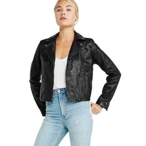 Experience ultimate style and comfort with our Womens Leather Moto Jacket. Crafted from premium leather and featuring a classic design, this jacket... Leather Moto Jacket Womens, Red Jacket Leather, Motorcycle Leathers Suit, Womens Leather Biker Jacket, Celebrities Leather Jacket, Distressed Leather Jacket, Casual Leather Jacket, Womens Black Leather Jacket, Studded Leather Jacket