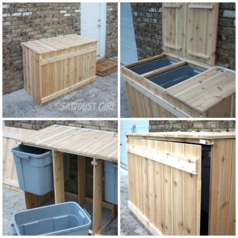 Recycler Diy, Diy Outdoor Toys, Recycling Storage, Sawdust Girl, Recycling Station, Recycling Center, Outdoor Toys For Kids, Diy Recycle, Garden Stuff