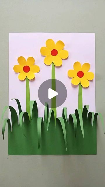 How To Make A Paper Flower Easy Kids, Flowers Activity For Kindergarten, Flowers Preschool Activities, Easy Paper Crafts For Kids Simple, Simple Flowers Drawing, Easy Flower Crafts For Kids, Crafting For Kids, Crafts For Kindergarten, Flower Crafts For Kids