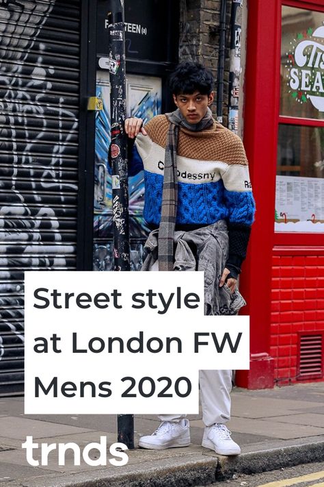 Street style at London FW Men’s 2020. The first major fashion event of the year is undeniably the London Fashion Week Men’s AW 20. This year’s edition featured a mad street style set that will inspire your next outfit. Let’s just say that you will want to shop for some firey orange and cobalt blue clothes. Stand-out accessories from the street style crowd included Telfar shopping bags, Louis Vuitton trunk bags, and famous Dior’s Rimowa collaboration pieces. #fashionweek #FW #london #streetstyle Rimowa Collaboration, Style Tips For Men, Latest Fashion Trends For Men, London Fashion Week Mens, Louis Vuitton Trunk, Blue Clothes, London Fashion Week Street Style, Casual Suits, Clothes Stand