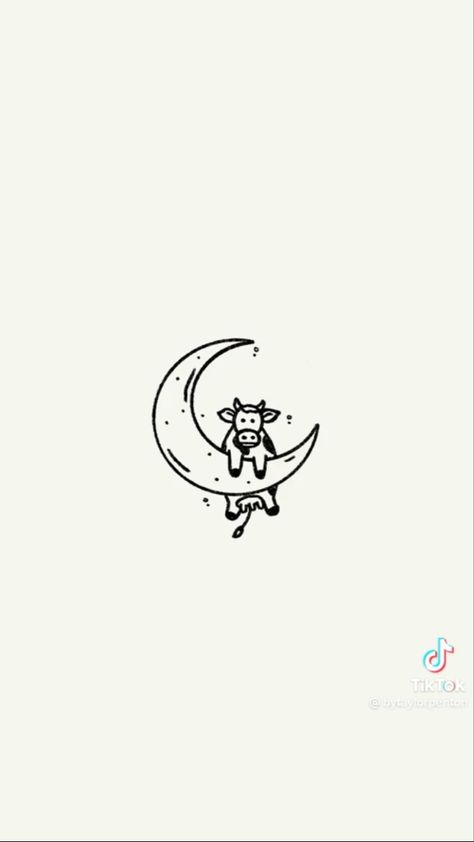 Cow Tattoo Line, Cute Simple Cow Tattoos, Cow Tatoos Cute, Simple Cow Tattoo Ideas, Cow And Moon Tattoo, Cow Line Tattoo, Highland Cow Doodle, Armadillo Tattoo Simple, Cow Drawing Simple