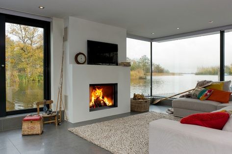 Barbas - Inset woodburning feature fireplaces - Contemporary - Living Room - Essex - by Orion Heating - Woodburning Stoves | Houzz UK Woodburning Stove Fireplace, Fireplace Showroom, Inset Stoves, Brick Chimney, Mews House, Room Extensions, Chimney Breast, Contemporary Fireplace, Stove Fireplace