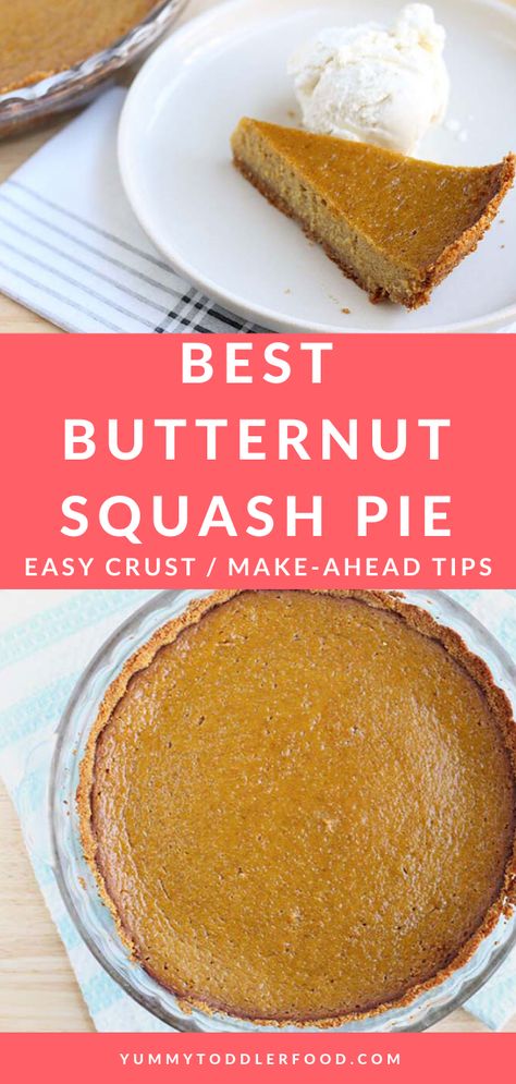 Butternut Squash Pie is a family favorite and this super easy recipe is perfect for Thanksgiving and the winter holidays. It's a delicious twist on a classic pumpkin pie! #butternutsquashpie #easypierecipe #glutenfree #squashpie #thanksgivingrecipes Kid Friendly Holiday Recipes, Butternut Squash Dessert, Squash Pie Recipes, Pie With Graham Cracker Crust, Butternut Squash Pie, Low Carb Holiday Recipes, Butternut Recipes, Classic Pumpkin Pie, Squash Pie