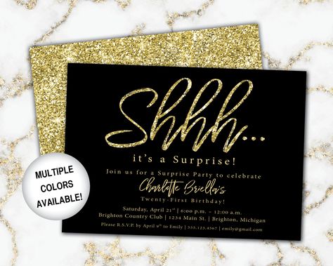 17. Geburtstag, Black And Gold Invitations, 13th Birthday Invitations, Thirteenth Birthday, Surprise Birthday Invitations, 29th Birthday, Shipping Envelopes, Black Invitation, 14th Birthday