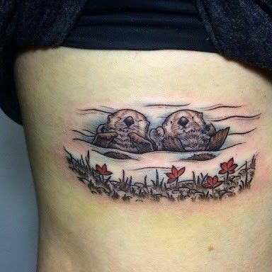 Otter Tattoo Ideas, Sea Otter Tattoo, Otter Tattoos, Otter Couple, Otter Tattoo, Seal Tattoo, Animal Tattoo Designs, Tattoo Mom, Tattoo Couple