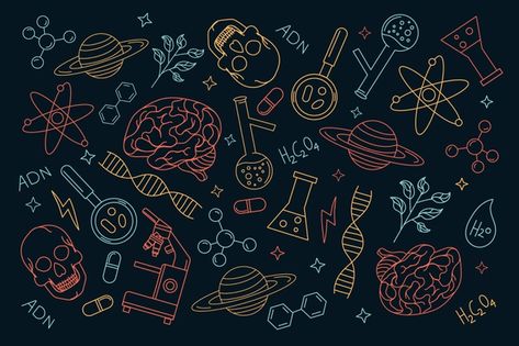 Hand drawn science background Free Vecto... | Free Vector #Freepik #freevector #background Desktop Wallpaper Science, Science Wallpaper Laptop, Stem Background Design, Science Background Design Aesthetic, Background Design Science, Science Wall, Science Trivia, Chemistry Periodic Table, Science Doodles