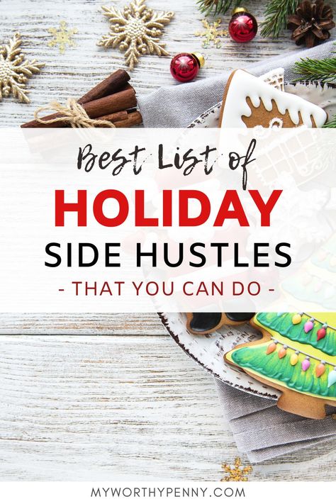 Make some money during the holiday by doing these holiday side hustles that are easy to do. Holiday season is one of the best season to make money. Pick up a holiday side job and be ready for the next year. Holiday gigs | Holiday jobs | Holiday fund Easy Side Gigs, Gift Wrapping Side Hustle, Christmas Side Hustle, How To Spend Holidays At Home, Sidehustle Ideas, Legitimate Side Hustles, Side Hustle Using Phone, Christmas Jobs, Holiday Money