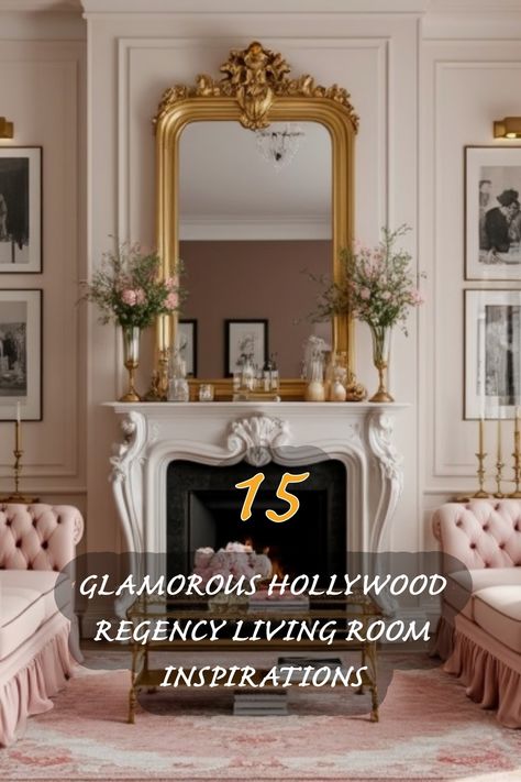 Step into a world of elegance with these stunning Hollywood Regency living room ideas! From lavish mirror decor to plush, tufted seating, each design captures the essence of luxury and glamour. I'm especially drawn to the intricate details like the grand fireplace and the beautiful floral arrangements that bring a touch of nature indoors. Perfect inspiration for anyone looking to transform their space into a chic and sophisticated retreat! Victorian Fireplace Decor, Traditional Elegant Home Decor, Hollywood Regency Decor Living Room, Old Hollywood Room, Modern Regency Interior, Old Hollywood Living Room, Hollywood Glam Interior Design, Hollywood Living Room, Hollywood Regency Interior Design