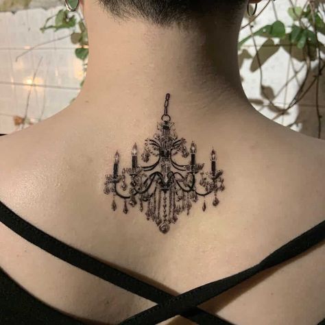 Chandelier Tattoo, Victorian Tattoo, Antique Tattoo, Chest Tattoos For Women, Detailed Tattoo, Tattoo Cover, Large Tattoos, Back Tattoos, Beauty Tattoos