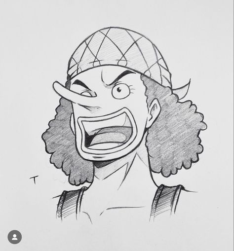 One Piece Simple Drawing, Ussop Sketch, Luffy Face Drawing, Usopp One Piece Drawing, How To Draw One Piece, Usopp Sketch, Zoro Drawings Easy, Anime Sketch One Piece, One Piece Desenho Facil