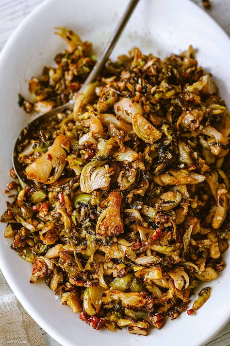 Bressule Sprouts Recipe, Fall Salad Brussel Sprouts, Cream Brussel Sprout Recipes, Holiday Brussel Sprouts, Shredded Brussel Sprouts Recipes, Crispy Brussel Sprout Salad, Shrimp And Brussel Sprouts, Brussel Sprout Recipes Thanksgiving, Thanksgiving Brussel Sprout Recipes