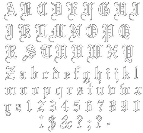 Cafe Font, Old English Font Tattoo, Old English Tattoo, Tattoo Font Styles, Fonts For Tattoos, Old English Alphabet, Tattoos Fonts, Font Combination, Tattoo Fonts Alphabet