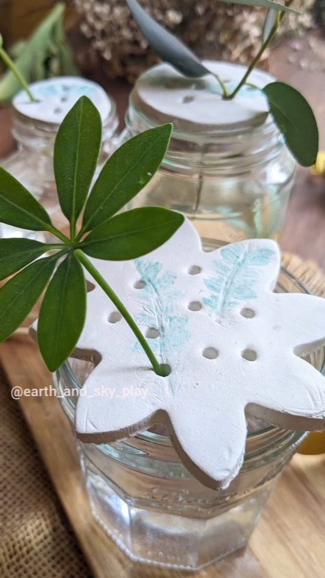 🌿Anna☀️| Crafts, Play & Learning | DIY Flower Frogs 🌼 made with air dry clay Did you have these in your home growing up? I remember them when I was little and loved their… | Instagram Play Clay Ideas, Air Dry Clay Projects Gifts, Diy Plant Accessories, Clay Flower Frog, Small Air Dry Clay Ideas, Spring Pottery, Air Dry Modeling Clay, Anna Craft, Flower Holders