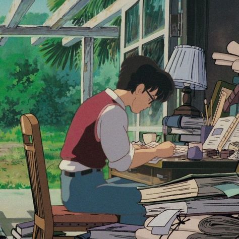 Studio Ghibli Aesthetic, Ghibli Aesthetic, My Neighbor Totoro, Aesthetic Images, Studio Ghibli, Desk, Books