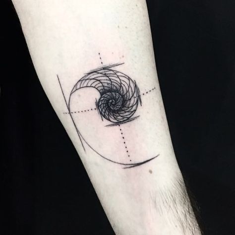 Fibonacci Tattoo by peggyloveink Aesthetic Geometry, Golden Ratio Tattoo, Spiral Tattoo, Yantra Tattoo, Fibonacci Tattoo, Spiral Tattoos, Survivor Tattoo, Geometry Tattoo, Art Tattoos