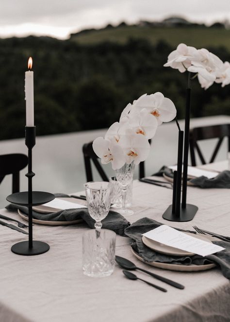 Tides Byron Estate & Du Jour Events - Travel Guide The Lane Wedding Inspo Romantic, Table S, The Lane, Modern Romance, White Orchids, Wedding Centerpiece, White Candles, Place Settings, Wedding Centerpieces