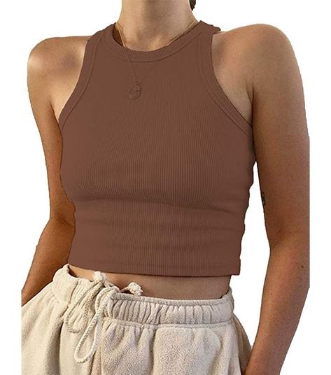 Meladyan Basic Cropped Tank Crop Tank Top, Amazon Women, Crop Tank, Clothing Store, Round Neck, Crop Top, Tank Top, Tank Tops