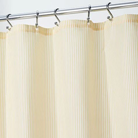 mDesign Polyester Fabric Decorative Pin Stripe Shower Curtain - for Bathroom Shower and Bathtub, 72 Inches x 72 Inches - Navy Striped Shower Curtain, Shower And Bathtub, Clothes Closet Organization, Quality Curtains, Striped Shower Curtains, Shower Hooks, Yellow Bathrooms, Bathroom Curtain, Fabric Shower Curtain