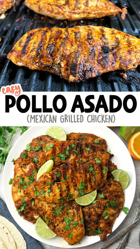 Juicy flavorful chicken that's been marinated in fresh citrus juices, and a spice blend that includes achiote powder. Cook on the grill or roast in the oven, instructions included for both! Perfect for a healthy and easy weeknight dinner. Click for the full detailed recipe and video! #chickenrecipe #mexicanrecipes #easyrecipes #healthyfood Flavorful Grilled Chicken, Mexican Grilled Chicken, Roast In The Oven, Meal Calendar, Chicken Recipes Boneless, Grilled Food, Chicken Ideas, Yummy Chicken, La Food