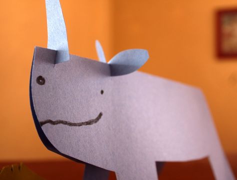 Folded Paper Animals | DIY for Beginners | KiwiCo Paper Folding Animals, Endangered Animals Activities, African Art For Kids, Animals Crafts, Zoo Animal Crafts, Rhino Art, School 2015, African Crafts, Easy Halloween Crafts