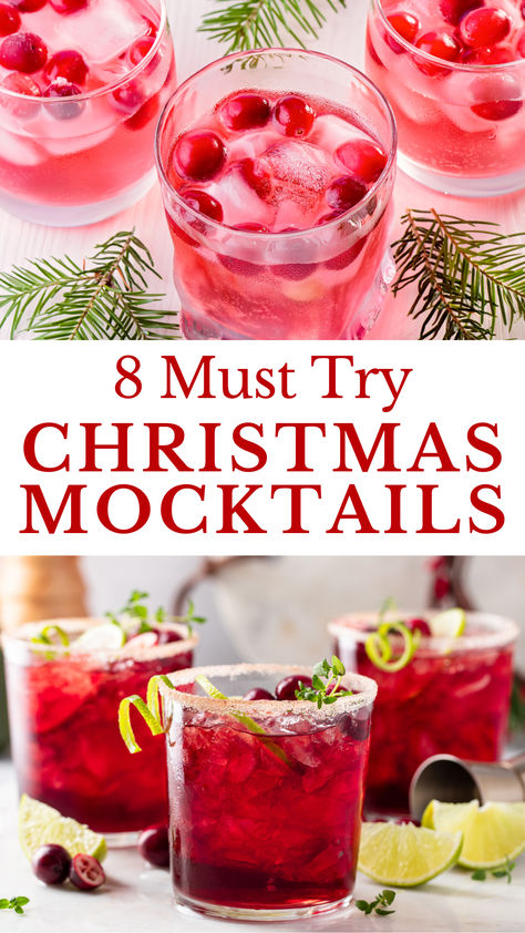 Christmas Mocktails Large Batch Non Alcoholic Drinks, Drinks With Grenadine Non Alcoholic, Healthy Non Alcoholic Cocktails, Cranberry Christmas Drink Non Alcoholic, Cranberry Non Alcoholic Drinks, Mocktail Party Ideas, Non Alcoholic Pink Drinks, Delicious Mocktail Recipes, Batch Mocktails Non Alcoholic