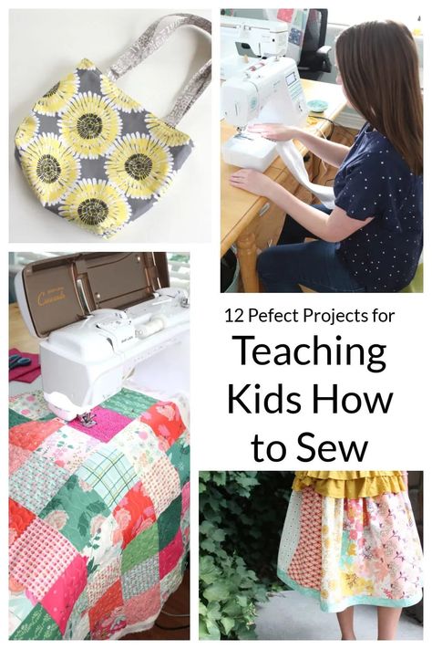 Easy Kids Sewing Projects, Girls Sewing Projects, Diary Of A Quilter, Teaching Sewing, First Sewing Projects, Teen Programs, Baby Patchwork Quilt, Sewing Machine Projects, Kids Sewing