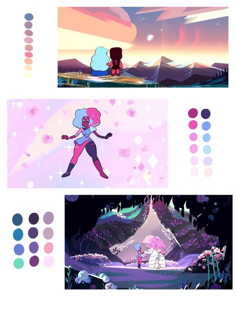 Steven Universe Color Palette, Steven Universe Colour Palette, Space Pallete Color, Spacecore Color Palette, Galactic Color Palette, Space Colour Pallete, Universe Color Palette, Steven Universe Art Book, Color Design Inspiration