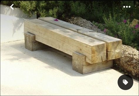 Wood Bench Outdoor, Diy Garden Furniture, Garden Seating, Wooden Bench, Back Garden, Concrete Countertops, Garden Bench, Design Layout, Outdoor Design