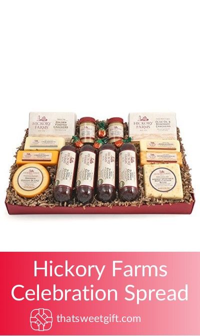 Hickory Farms Celebration Spread Toasted Crackers, Different Cheeses, Hickory Farms, Camp Food, Smoked Gouda, Farm Gifts, White Cheddar, Camping Food, Taste Of Home