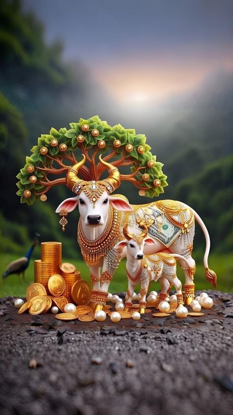 Good Luck Images Pictures, Kamadhenu Images, Kubera Lakshmi Images, Vastu Wallpaper For Phone, Lucky Wallpapers For Phone, Subh Labh, Lakshmi Photos, Abundance Money, Lotus Flower Pictures