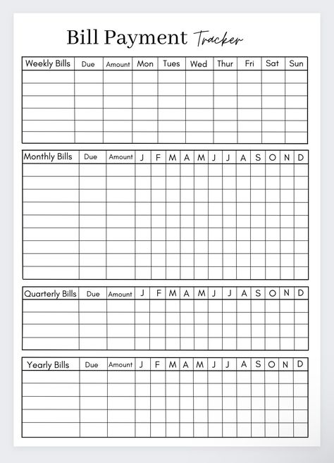 Yearly Bill Tracker, Bill Checklist, Bill Payment Tracker, Bill Payment Checklist, Money Planning, Bills Checklist, Saving Money Chart, Payment Tracker, Budget Worksheet