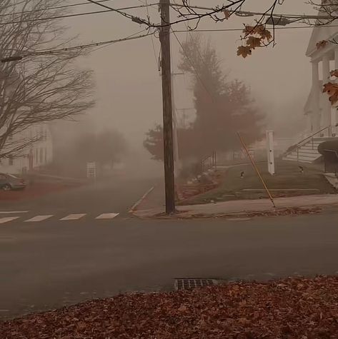 Foggy Small Town Aesthetic, Midwest Emo Autumn, Foggy Town Aesthetic, Sleepy Town Aesthetic, Foggy Neighborhood, Foggy Fall Vibe, Foggy Autumn Aesthetic, Midwest Autumn, Foggy Town