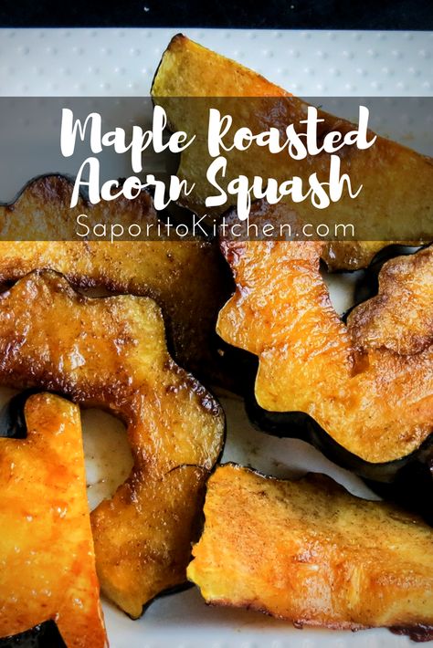 Maple Roasted Acorn Squash, Acorn Squash Recipe, Roasted Acorn Squash, Turmeric Spice, Acorn Squash Recipes, Gluten Free Sides, Maple Butter, Sugar Free Maple Syrup, Squash Recipe