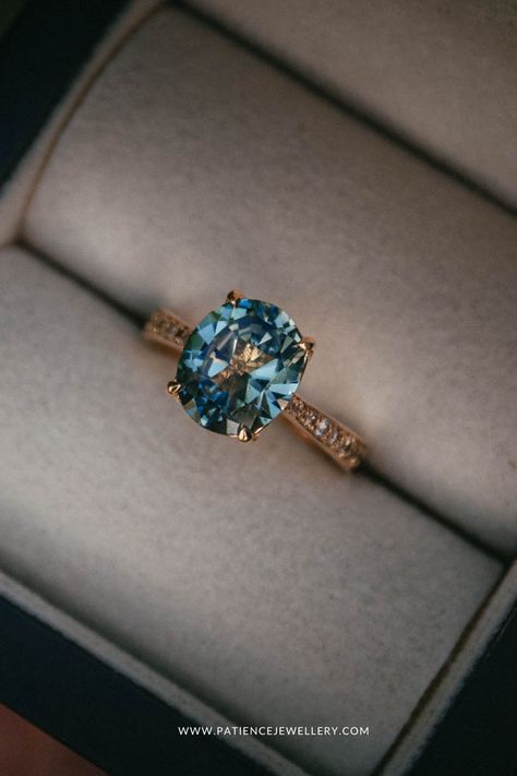 Champagne Diamond Engagement Ring, Colored Diamond Engagement Rings, Champagne Diamonds Engagement, Champagne Colour, Teal Sapphire, Bespoke Engagement Ring, Engagement Wedding Ring Sets, Dream Engagement Rings, My Signature