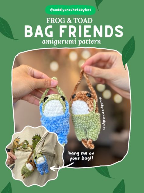 Toad Bag, Frog Bag, Crochet Tutorial Pattern, Crochet Frog, Crochet Amigurumi Free Patterns, Frog And Toad, Diy Crochet Projects, Amigurumi Free Pattern, Toad