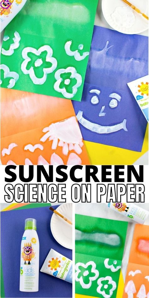 Science Week Crafts For Toddlers, Outdoor Science Preschool, Stem Preschool Crafts, Sunscreen Crafts For Kids, Outdoor Experiments For Kids, Science Week 2023, Summer Experiments For Preschool, Fun Summer Science Experiments For Kids, Preschool Summer Science Activities