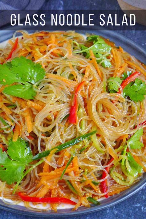 Thai Glass Noodle Salad Recipes, Japanese Glass Noodle Salad, Glass Noodle Salad Recipes, Chinese Glass Noodle Recipes, Recipes With Glass Noodles, Glass Noodle Recipes, Monthly Meals, Glass Noodles Recipe, Chinese Salad