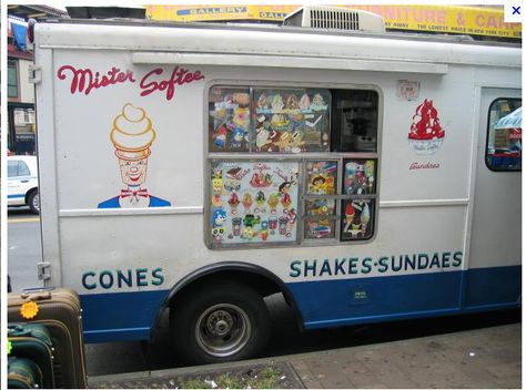 Mr. Softee Ice Cream truck. They sold soft-serve ice cream in a cone. Mr Softee, Mister Softee, Gorgeous Pics, Milk Man, Jones Beach, Dough Bowls, Country Antiques, School Things, Long Island Ny