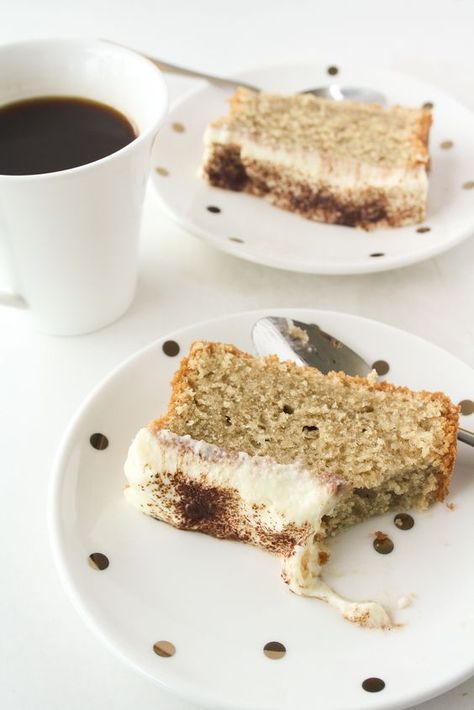 A tender cake infused with coffee, frosted with creamy mascarpone! Coffee Mascarpone Frosting, Marscapone Cream, Cake With Mascarpone Frosting, Cake With Mascarpone, Mascarpone Cake, Mascarpone Frosting, Baking Journal, Bakery Ideas, Cream Cheese Icing