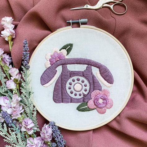 I don’t know what sparked the idea to embroider a little retro phone, but I had fun stitching it! ☎️ You can find the pattern in my Etsy shop. I think this pattern would look cute in a light turquoise color too! 🩵 Retro Phone, Light Turquoise, Artist On Instagram, Turquoise Color, I Don T Know, Scenery Wallpaper, Don T Know, Mockup, Stitching